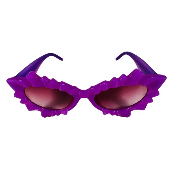 Fuchsia Ice Queen Jagged Cat Eye pop art Sunglasses - Picture 3 of 6